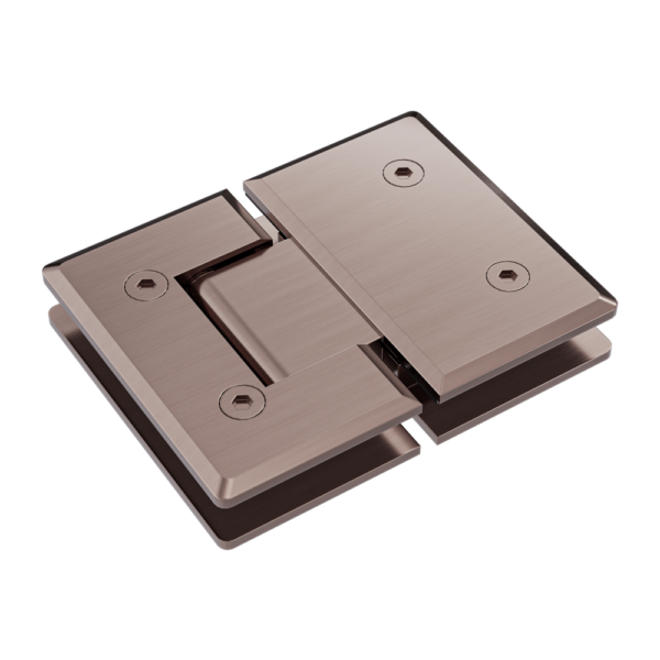 FORGE SHOWER HINGE GLASS TO GLASS 180 Degrees for 10mm Glass - BRUSHED BRONZE - Image 1