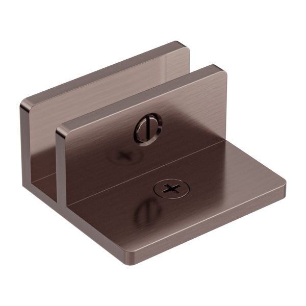 Frameless shower glass U BRACKET SQUARE WITH HORIZONTAL LEG for 10mm Glass - BRUSHED BRONZE - Image 1
