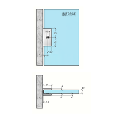 Frameless shower glass U BRACKET SQUARE for 10mm Glass - BRUSHED BRONZE
