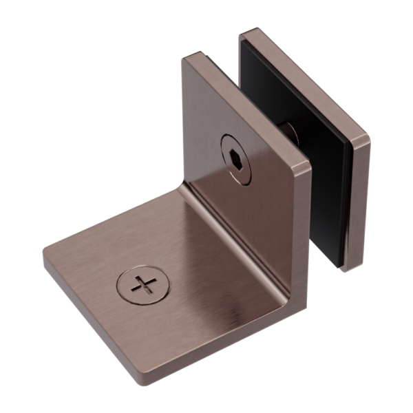 Frameless shower glass BRACKET SQUARE GLASS TO WALL 90 Degrees - BRUSHED BRONZE - Image 1