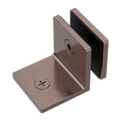 Frameless shower glass BRACKET SQUARE GLASS TO WALL 90 Degrees - BRUSHED BRONZE - Image 1