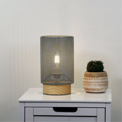 Lenny Mesh Bedside Lamp in Grey styled in a room