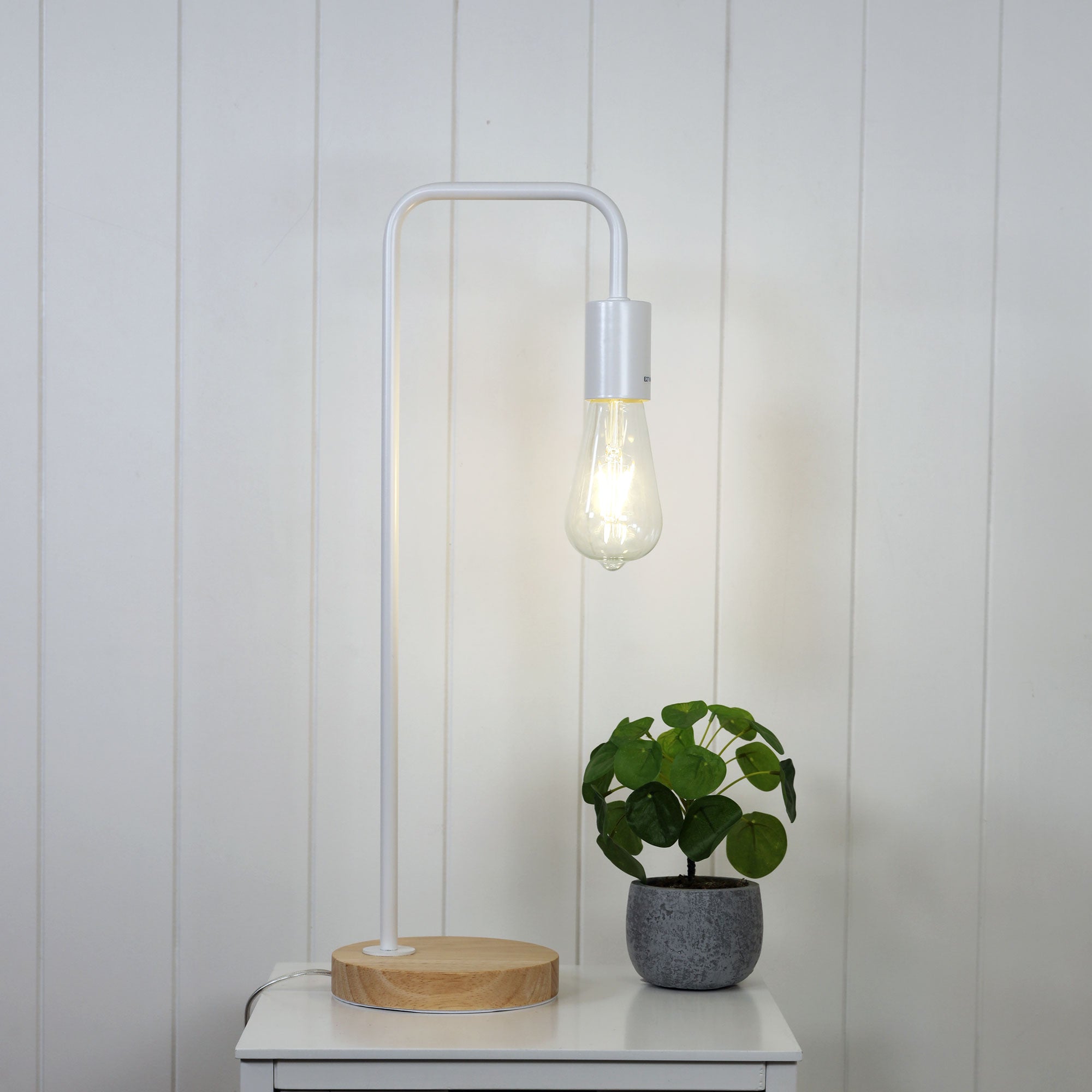 Lane Scandi Table Lamp White with Timber product image 2
