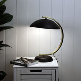 Deco Black Antique Brass Table Lamp styled in a room
