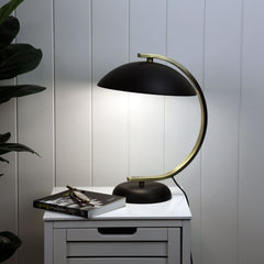 Deco Black Antique Brass Table Lamp styled in a room