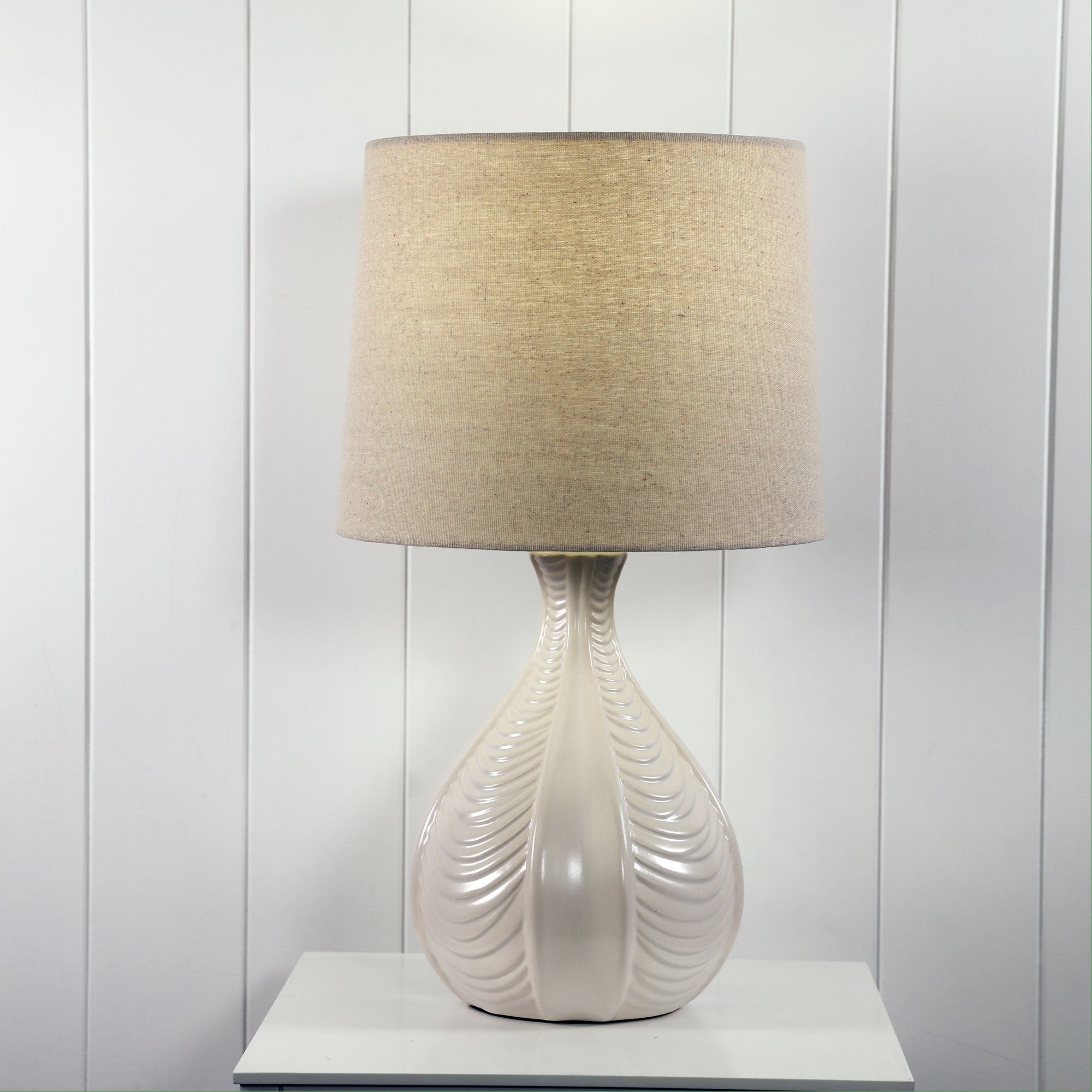 Gaia Ceramic Table Lamp styled in a room