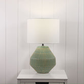 Maya Ceramic Table Lamp styled in a room
