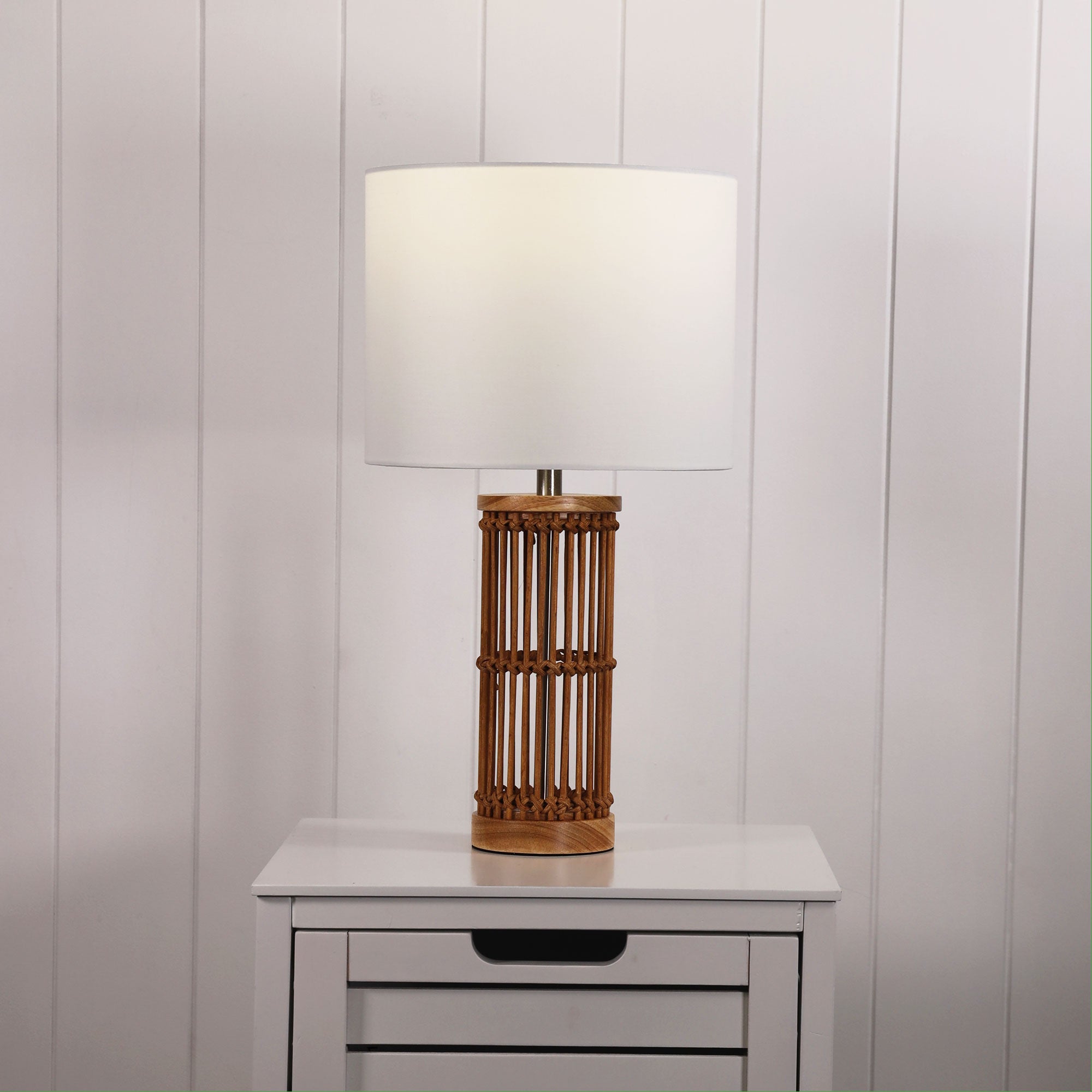 Medan Bamboo Table Lamp styled in a room