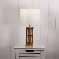 Medan Bamboo Table Lamp styled in a room