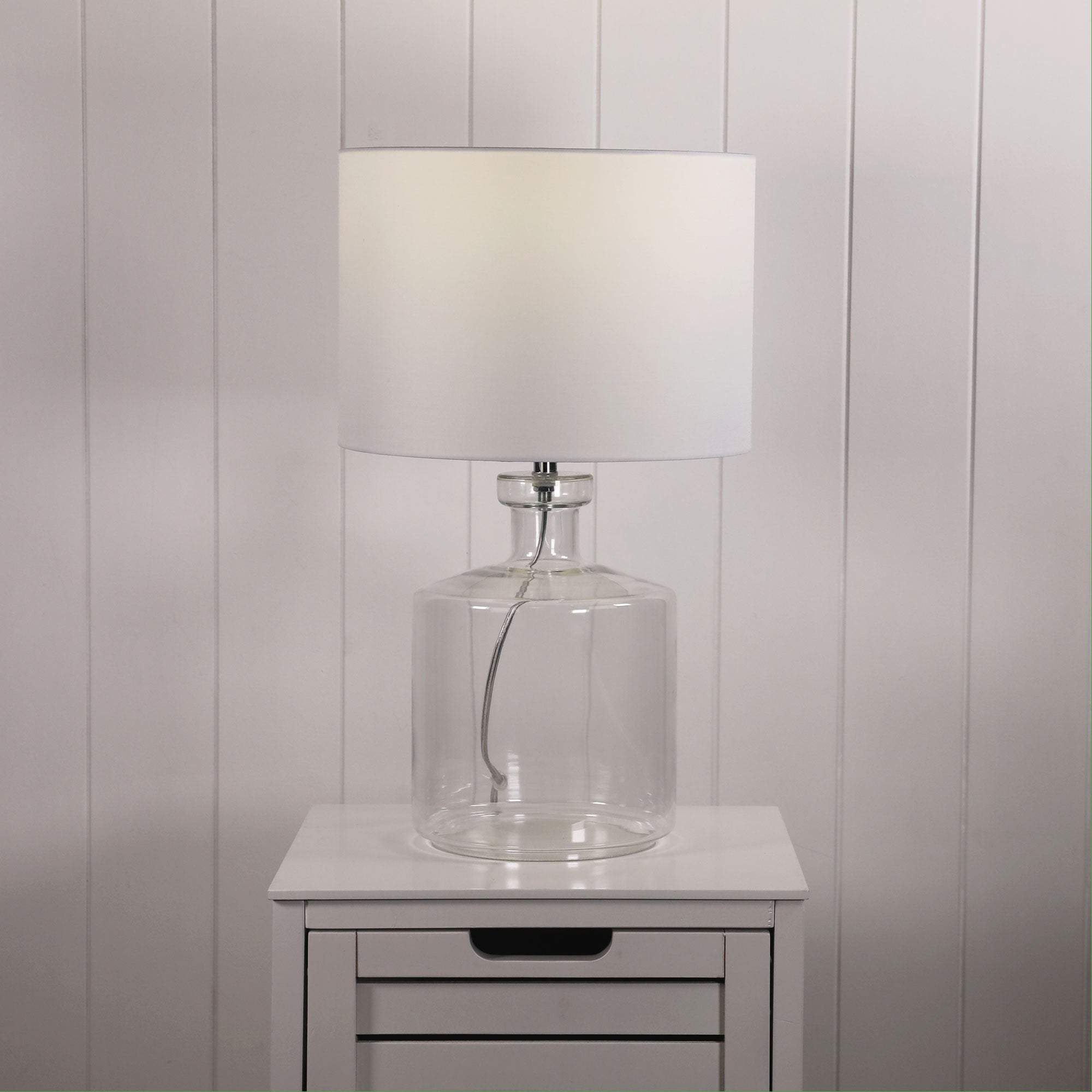 Fermo Glass Table Lamp styled in a room