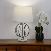 Vinchy Geometric Metal Lamp with Harp Shade styled in a room