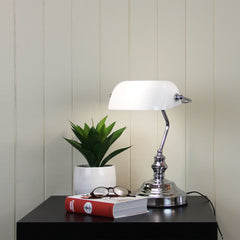 Bankers Touch ON/OFF Touch Lamp Bright Chrome styled in a room