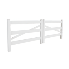 Oxworks 3 Rail Rural PVC Gate Pair - White - 1800 x 1300mm - - Image 1