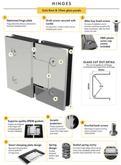 Brushed Nickel Frameless Corner Shower Screen with Dry Glaze U Channels