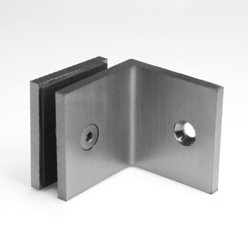 FORGE HARDWARE SQUARE BRACKET - GLASS TO WALL - 90 Degrees - BRUSHED GUNMETAL - Image 1