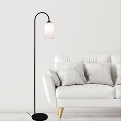Arlington Opal Matt Glass Floor Lamp styled in a room