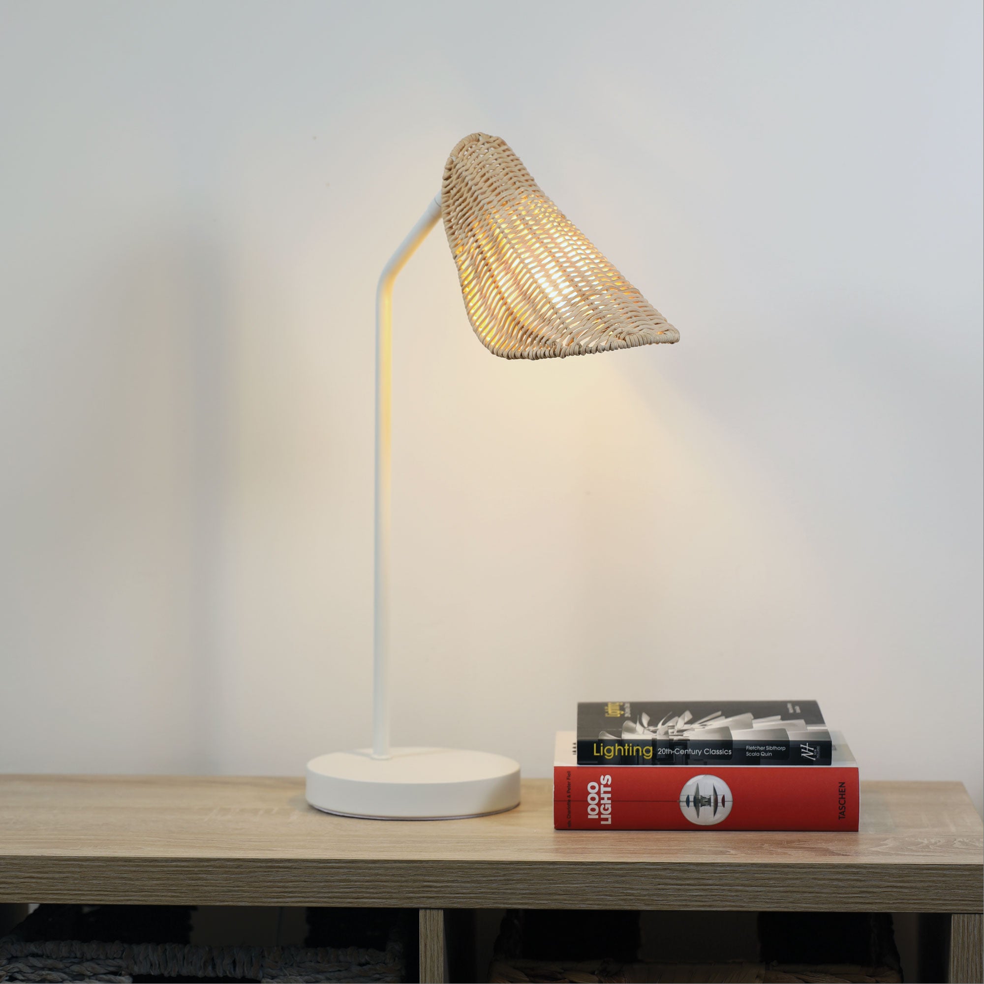 Malta Rattan Table Lamp styled in a room