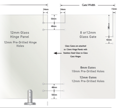 STANDARD GLASS GATE HINGES - Glass to Glass