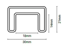 30 x 21mm Nanorail Deluxe - Suits Glass Up To 15mm Thick - Satin, Handrail