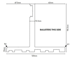VISOR Balustrade - Aluminium Deck Mount 'T' Profile - 4000mm Long