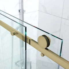 Brushed Brass / Satin gold 10mm Frameless Sliding Shower Screen, Highest Quality, Up to 1940mm wide - Bracket Fit