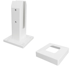 White Madrid, Base plated square pool fence spigot, Stainless steel 2205