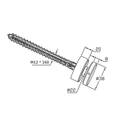 BF11503820TS – Glass Anchor Slimline 38mm Diameter x 20mm Spacer Timber Fix SSS – supplier gallery view 3