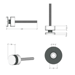 BF11505020S β Glass Anchor Slimline 50mm Diameter x 20mm Spacer SSS β supplier gallery view 3