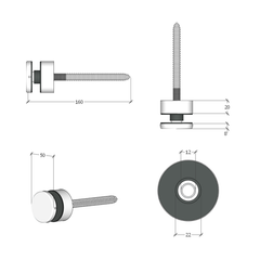 BF11505020TS β Glass Anchor Slimline 50mm Diameter x 20mm Spacer Timber Fix SSS β supplier gallery view 2