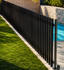 Aluminium Blade Pool Fence Panel - PANEL - 2200Wx1200H - Black, Compliant to AS1926.1