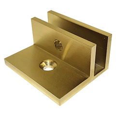 Perth Series - Frameless Shower Screen Wall Bracket with leg, Square No Drill Clamp for 10 mm Glass - Brushed Brass