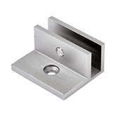 Perth Series - Frameless Shower Screen Wall Bracket with leg, Square No Drill Clamp for 10 mm Glass - Brushed Nickel