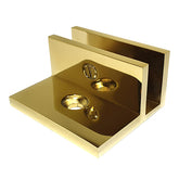 Perth Series - Frameless Shower Screen Wall Bracket with leg, Square No Drill Clamp for 10 mm Glass - Polished Brass