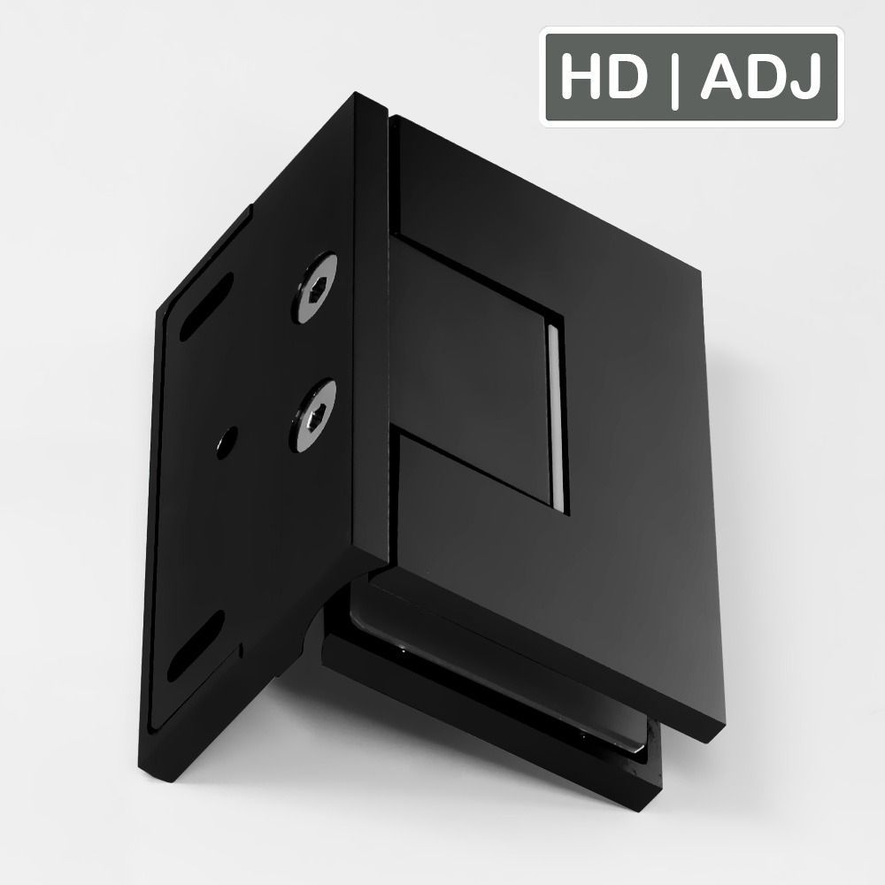 Forge Frameless Shower Hinge Heavy Duty Adjustable Glass to Wall L-Shape 90 Degrees - Black - Image 1