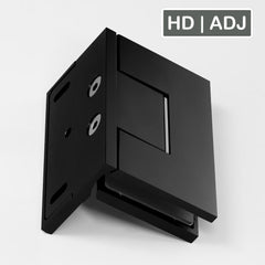 Forge Frameless Shower Hinge Heavy Duty Adjustable Glass to Wall L-Shape 90 Degrees - Black - Image 1
