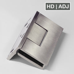 Forge Frameless Shower Hinge Heavy Duty Adjustable Glass to Wall L-Shape 90 Degrees - Brushed Nickel - Image 1