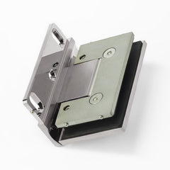 Forge Frameless Shower Hinge Heavy Duty Adjustable Glass to Wall L-Shape 90 Degrees - Brushed Nickel - Image 3