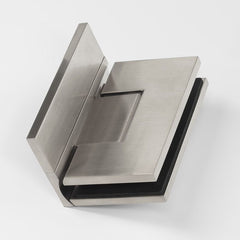Forge Frameless Shower Hinge Heavy Duty Adjustable Glass to Wall L-Shape 90 Degrees - Brushed Nickel - Image 2