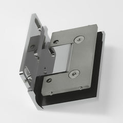 Forge Frameless Shower Hinge Heavy Duty Adjustable Glass to Wall L-Shape 90 Degrees - Chrome