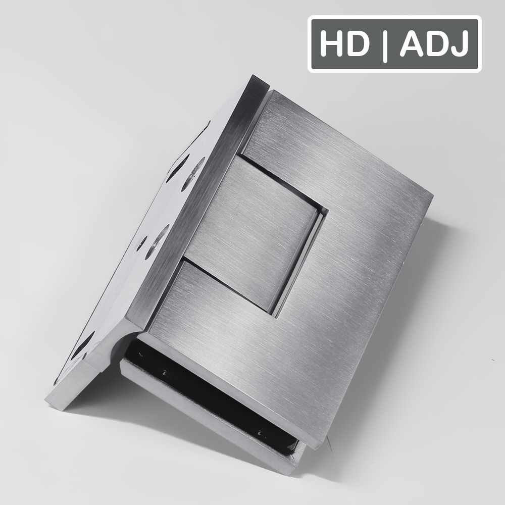 Forge Frameless Shower Hinge Heavy Duty Adjustable Glass to Wall L-Shape 90 Degrees - Satin Chrome - Image 1