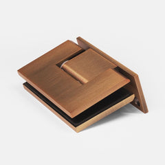 FORGE Shower Hinge Glass to Wall L-Shape 90 Degree with One Way Door Stopper Brushed Rose Gold / Copper