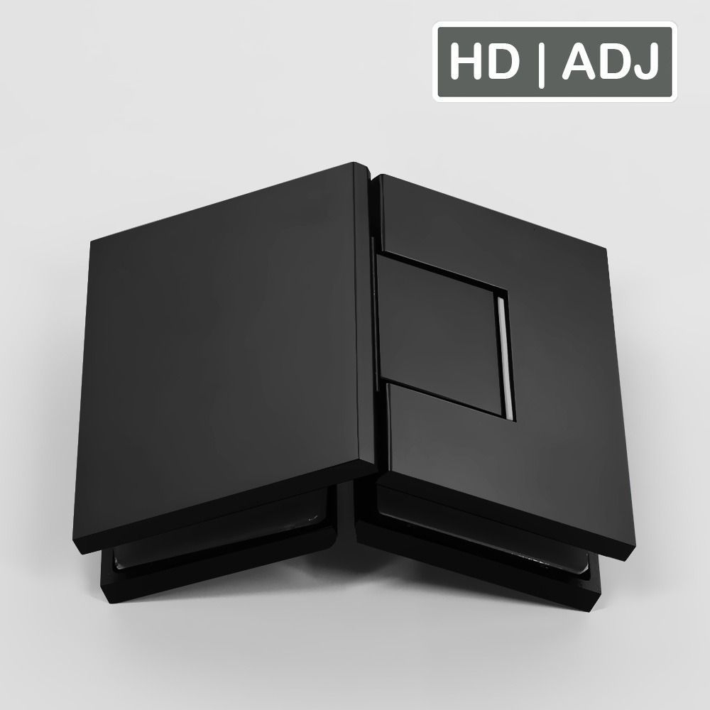 Forge Frameless Shower Hinge Heavy Duty Adjustable Glass to Glass 135 Degrees - Black - Image 1
