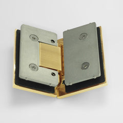 Forge Frameless Shower Hinge Heavy Duty Adjustable Glass to Glass 135 Degrees - Brushed Brass - Image 3