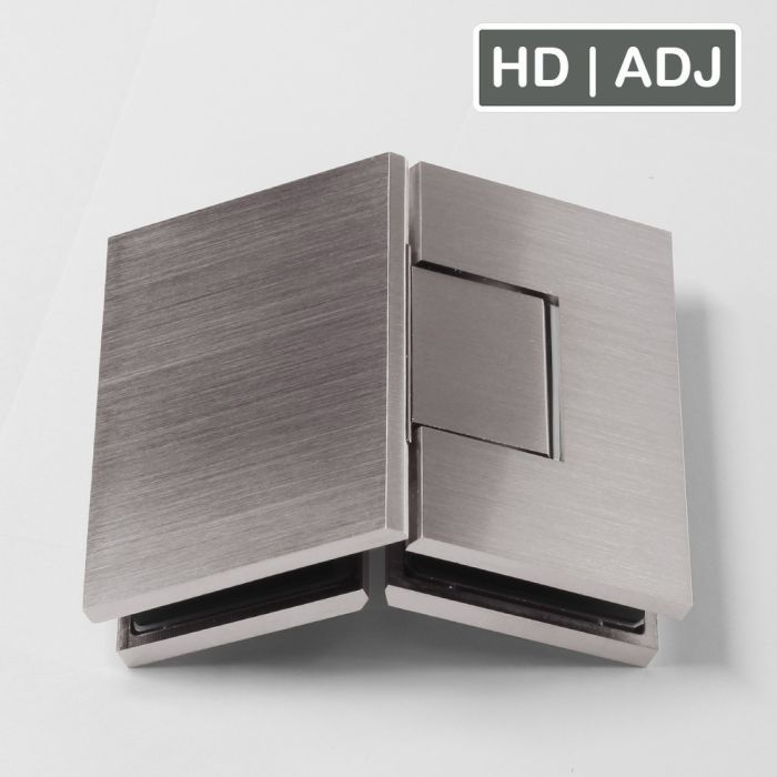 Forge Frameless Shower Hinge Heavy Duty Adjustable Glass to Glass 135 Degrees - Brushed Nickel - Image 1