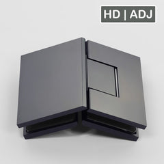 Forge Frameless Shower Hinge Heavy Duty Adjustable Glass to Glass 135 Degrees - Gunmetal Grey - Image 1