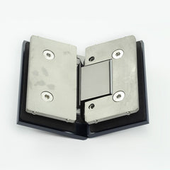 Forge Frameless Shower Hinge Heavy Duty Adjustable Glass to Glass 135 Degrees - Gunmetal Grey - Image 3