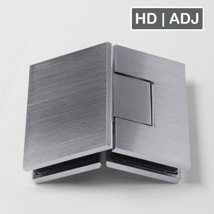 Forge Frameless Shower Hinge Heavy Duty Adjustable Glass to Glass 135 Degrees - Satin Chrome - Image 1