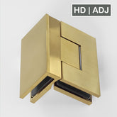 Forge Frameless Shower Hinge Heavy Duty Adjustable Glass to Glass 90 Degrees - Brushed Brass