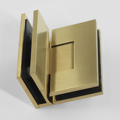 Forge Frameless Shower Hinge Heavy Duty Adjustable Glass to Glass 90 Degrees - Brushed Brass - Image 2