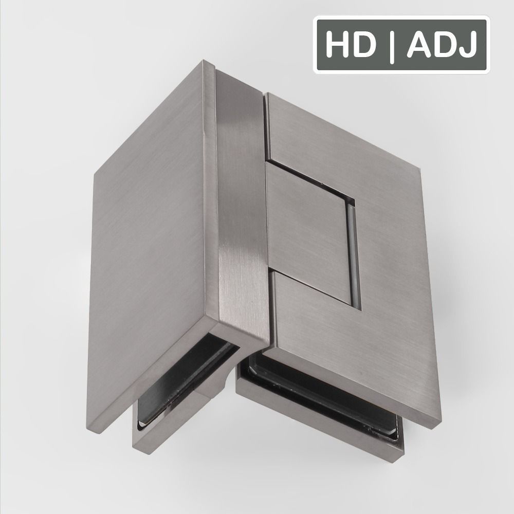 Forge Frameless Shower Hinge Heavy Duty Adjustable Glass to Glass 90 Degrees - Brushed Nickel - Image 1